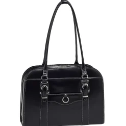 W Series Laptop Briefcase, Black Trimmed In Sand Leather (96525)<McKlein New