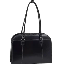 W Series Laptop Briefcase, Black Trimmed In Sand Leather (96525)<McKlein New