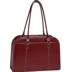 W Series Laptop Briefcase, Red Trimmed In Sand Leather (96526)<McKlein Outlet