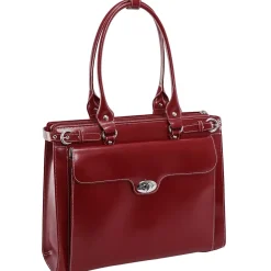 W Series Laptop Briefcase, Red Leather (94836)<McKlein Sale