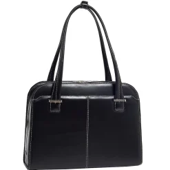 W Series Oak Grove Ladies' Laptop Handbag, Black Trimmed In Sand Leather (96635)<McKlein Discount