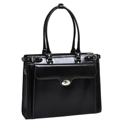 W Series, WINNETKA, Genuine Cowhide Leather,Ladies' Laptop Briefcase w/ Removable Sleeve, Black (94835)<McKlein Outlet