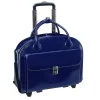 USA 15.4" Leather Wheeled Ladies' Laptop Briefcase, Blue (94367)<McKlein Sale