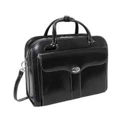 USA Berkeley W Series Leather Rolling Briefcase, Black (97045)<McKlein Clearance