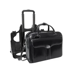 USA Berkeley W Series Leather Rolling Briefcase, Black (97045)<McKlein Clearance