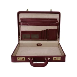 USA Daley V Series Leather Locking Attache, Burgundy (80436)<McKlein Outlet