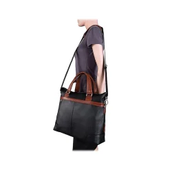 USA EASTWARD U Series Leather Pocket Briefcase, Black (18392)<McKlein Best