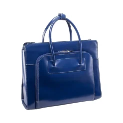 USA Lake Forest W Series Leather Dual Compartment Briefcase, Navy (94337)<McKlein