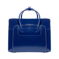 USA Lake Forest W Series Leather Dual Compartment Briefcase, Navy (94337)<McKlein