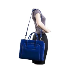 USA Lake Forest W Series Leather Dual Compartment Briefcase, Navy (94337)<McKlein