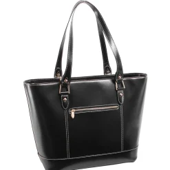 USA Leather Ladies' Tote with Tablet Pocket, Black (4T9994)<McKlein