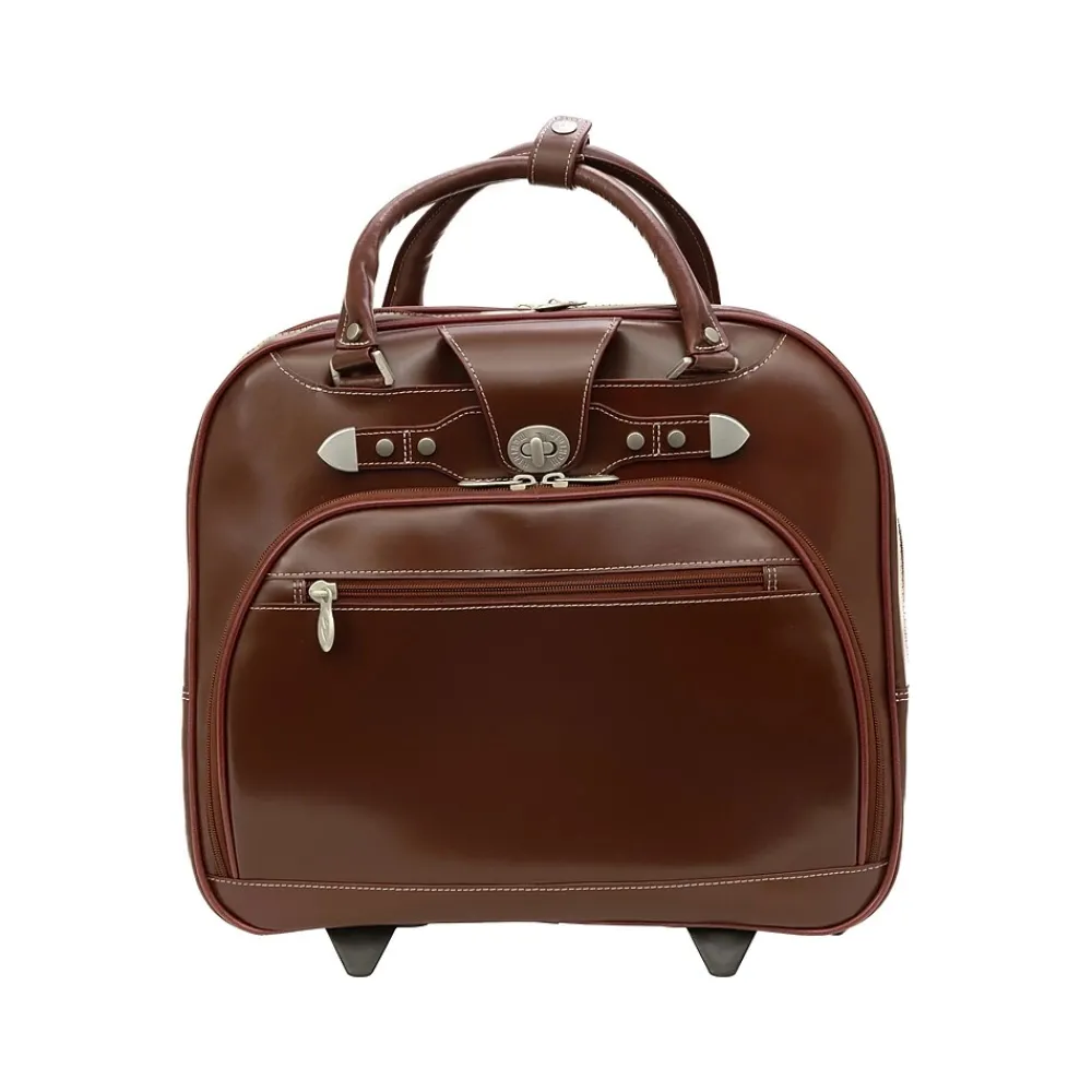 Laptop Bags|McKlein USA REDWOOD 15" Leather Rolling Laptop Bag, Red (99696)