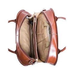 USA Roseville W Series Leather Check-Point Friendly Briefcase, Brown (96644)<McKlein Outlet