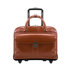 USA W Series LAKEWOOD Ladies' Leather Check-Point Friendly Briefcase, Brown (96614)<McKlein New