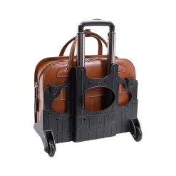 USA W Series LAKEWOOD Ladies' Leather Check-Point Friendly Briefcase, Brown (96614)<McKlein New