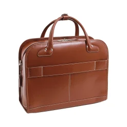 USA W Series LAKEWOOD Ladies' Leather Check-Point Friendly Briefcase, Brown (96614)<McKlein New