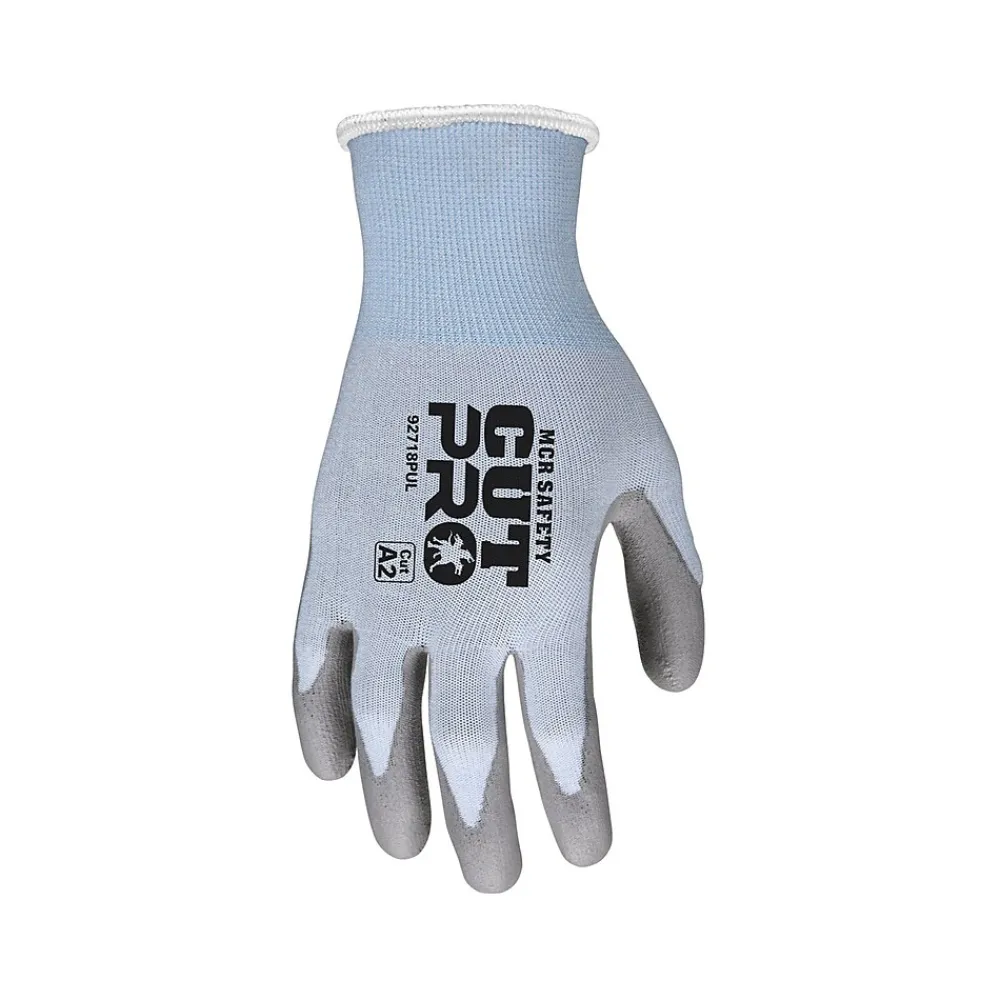 MCR Safety Cut Pro Hypermax Fiber/Polyurethane Work Gloves, Blue/Gray, M, Pair (92718PUM)