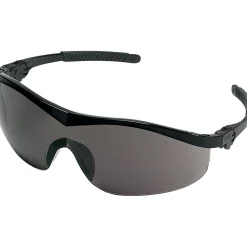 Crews MCR Safety Storm® Lightweight Safety Glasses, Wrap-around Frame, Scratch Resistant, Ratchet Temples, Black Frame, Gray Lens