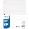 Filler Paper|Mead College Ruled Filler Paper, 8.5" x 11", 3-Hole Punched, 200 Sheets/Pack (MEA17208)