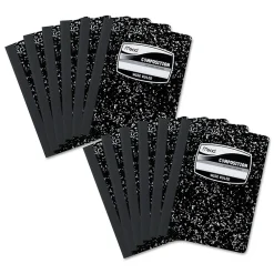 Subject Notebooks|Mead Composition Notebooks, 9.75" x 7.5", Wide Ruled, 100 Sheets, White, 12/Pack (MEA72936)