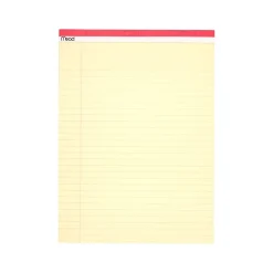 Notepads|Mead Notepad, 8.5" x 11", Wide-Ruled, Canary, 50 Sheets/Pad, 3 Pads/Pack (59386)