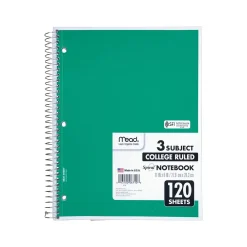 Subject Notebooks|Mead Spiral 3-Subject Notebooks, 8.5