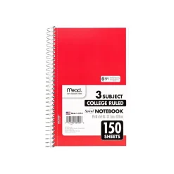 Subject Notebooks|Mead Spiral 3-Subject Notebooks, 5.5