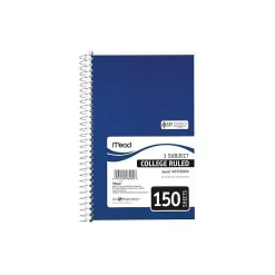 Subject Notebooks|Mead Spiral 3-Subject Notebooks, 5.5