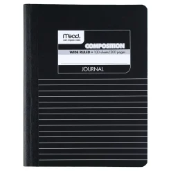 Composition Notebooks|Mead Square Deal 1-Subject Composition Notebooks, 7.5" x 9.75", Wide Ruled, 100 Sheets, Black (09920)