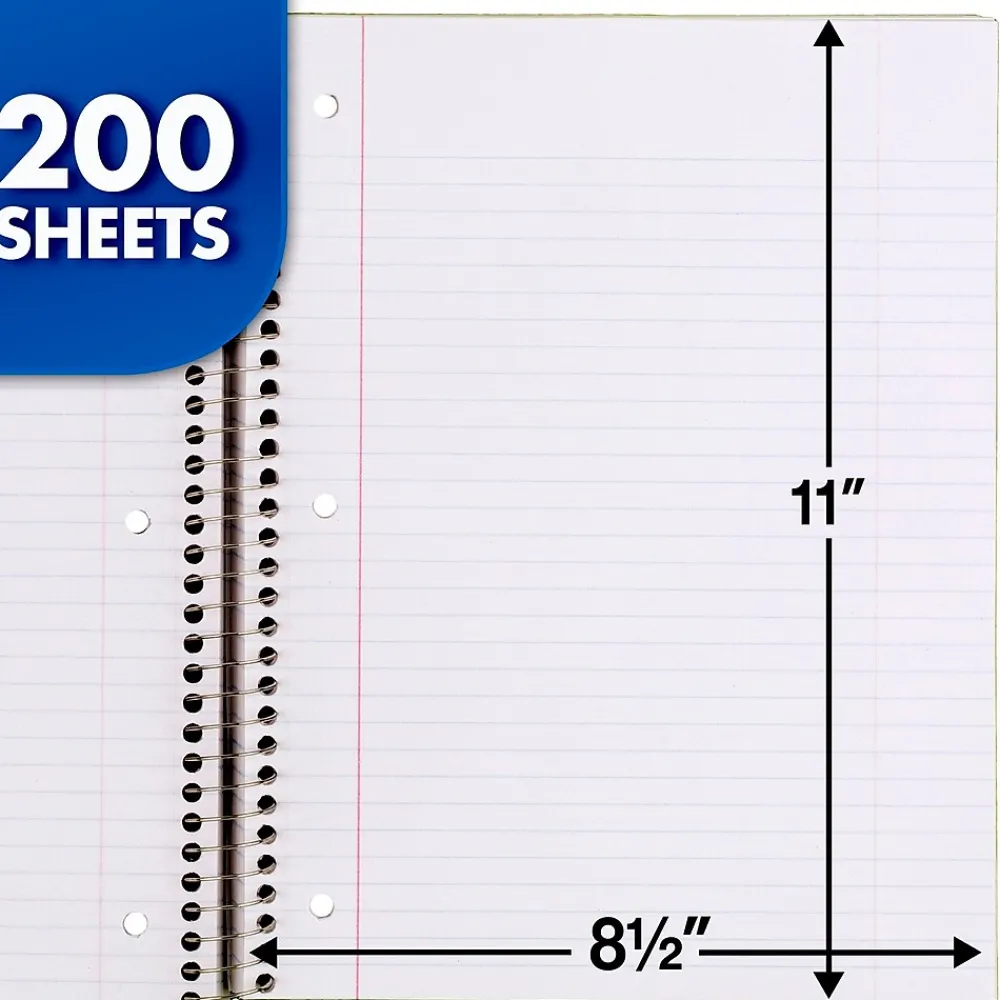 Subject Notebooks|Mead 5-Subject Notebook, 8.5" x 11", College Ruled, 200 Sheets, Assorted Colors, Each (06780)