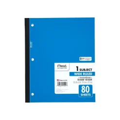 Subject Notebooks|Mead Wireless Neatbook 1-Subject Notebooks, 8" x 10.5", Wide Ruled, 80 Sheets, Each (05222)