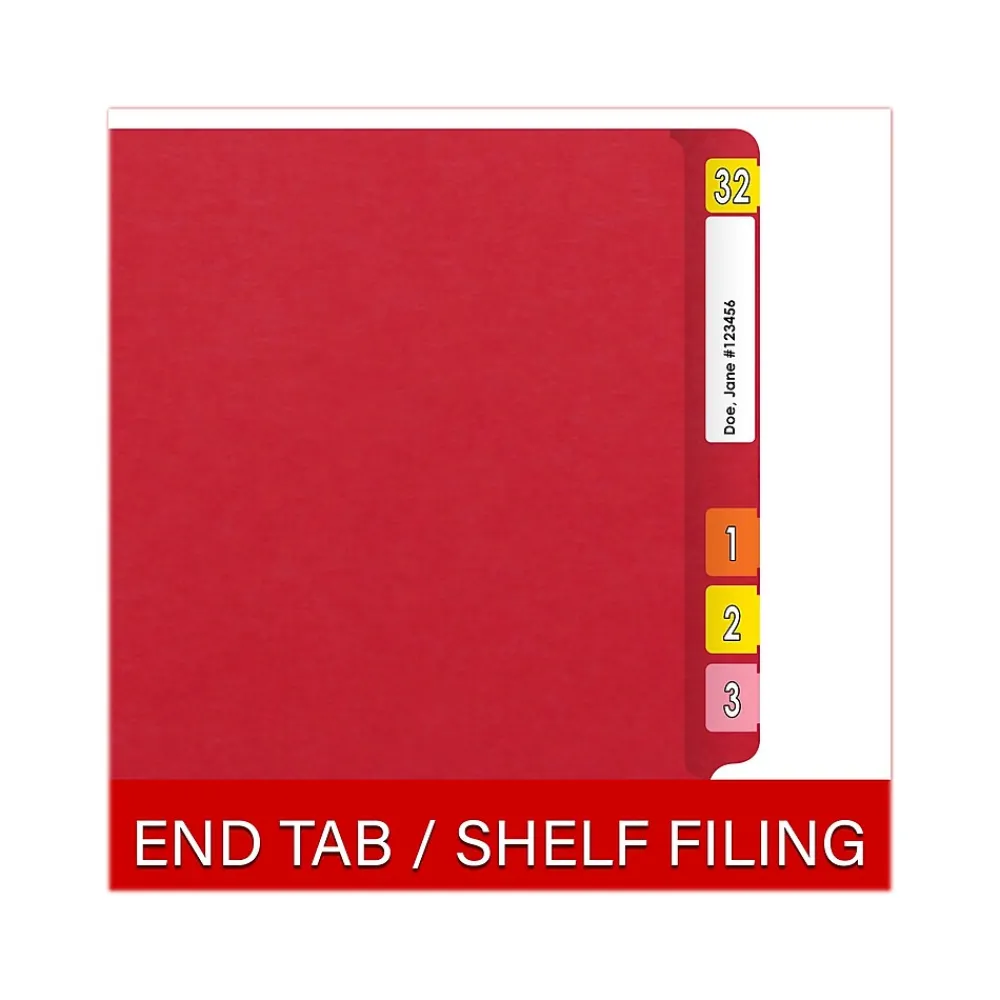File Folders|Medical Arts Press Heavy Duty End Tab File Folder, Straight-Cut, Letter Size, Red, 40/Box (S-09461-RED)