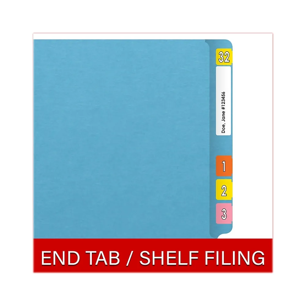File Folders|Medical Arts Press Heavy Duty End Tab File Folder, Straight-Cut, Letter Size, Blue, 40/Box (S-09461-DBL)