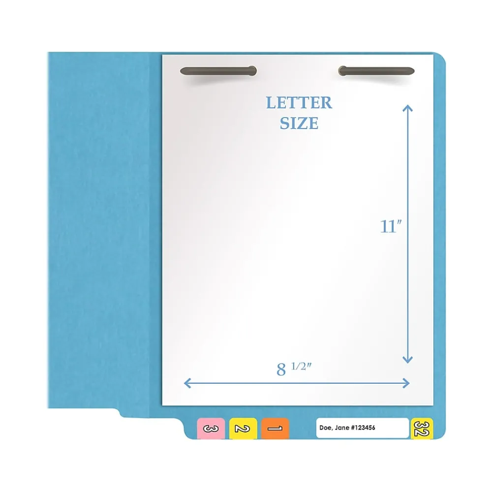 File Folders|Medical Arts Press Heavy Duty End Tab File Folder, Straight-Cut, Letter Size, Blue, 40/Box (S-09461-DBL)