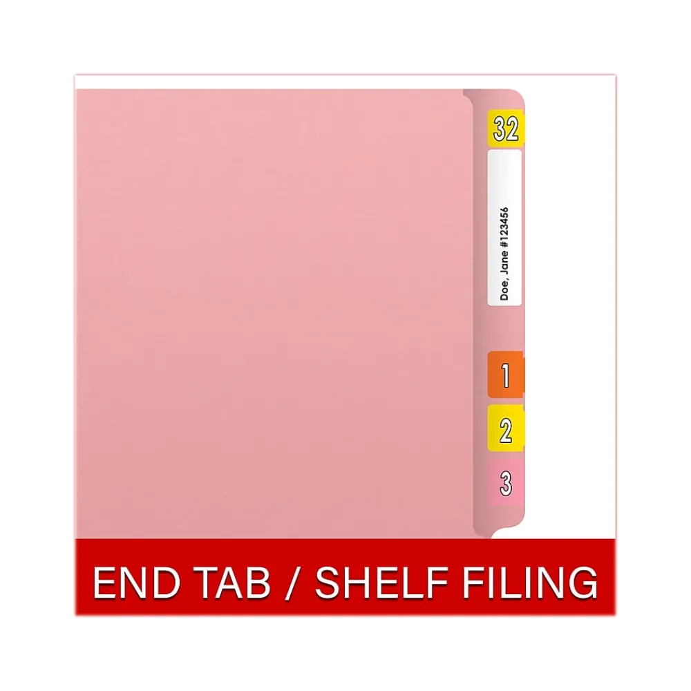 File Folders|Medical Arts Press Heavy Duty End Tab File Folder, Straight-Cut, Letter Size, Pink, 40/Box (S-09461-PNK)