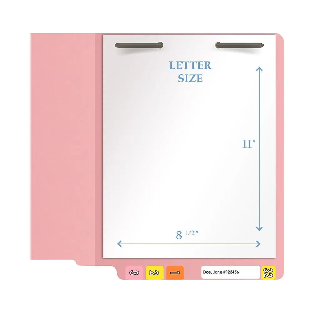 File Folders|Medical Arts Press Heavy Duty End Tab File Folder, Straight-Cut, Letter Size, Pink, 40/Box (S-09461-PNK)