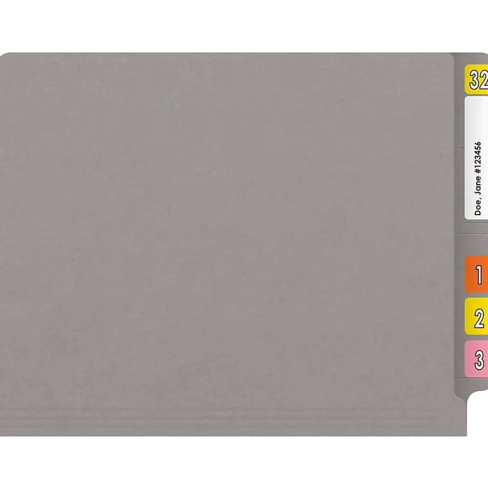 File Folders|Medical Arts Press Reinforced End Tab File Folder, Straight Cut, Letter-Size, Gray, 250/Carton (S-01502-GRY-B)