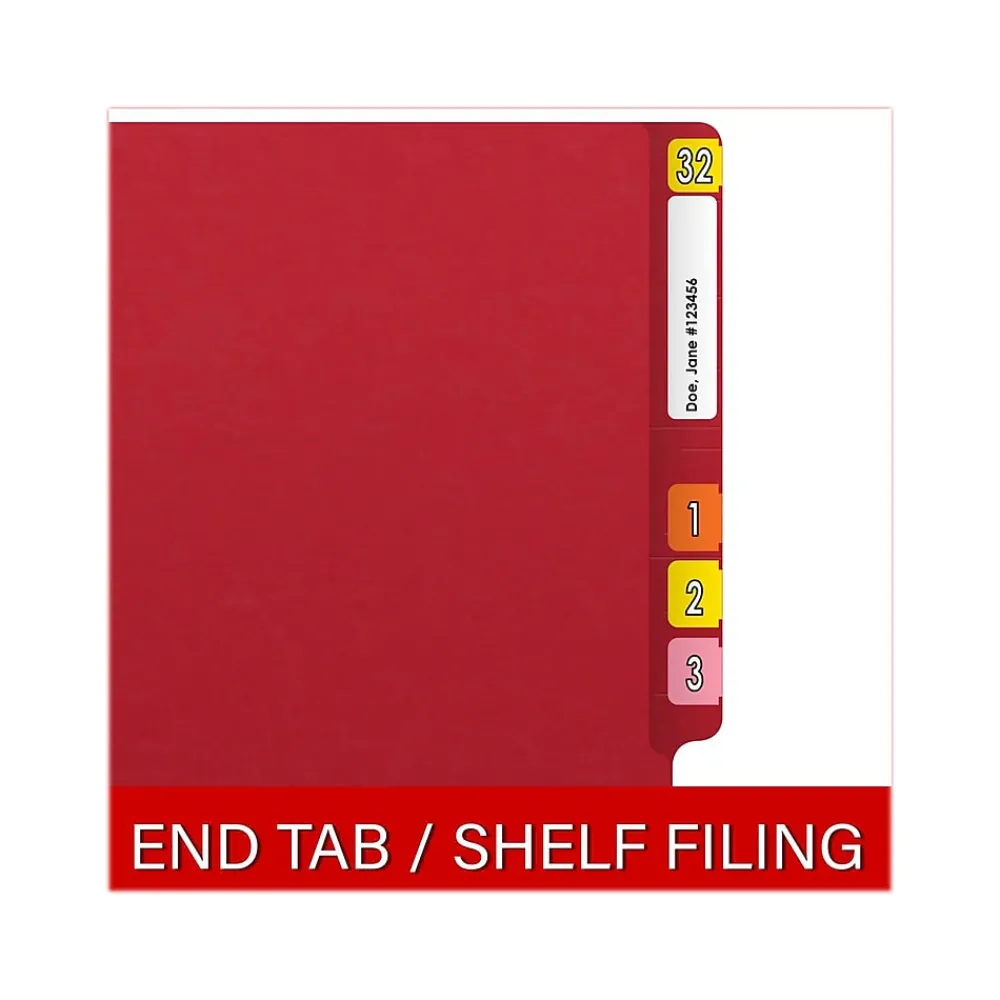 File Folders|Medical Arts Press Reinforced End Tab File Folder, Straight Cut, Letter-Size, Red, 250/Carton (S-01502-RED-B)