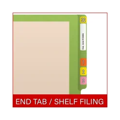 File Folders|Medical Arts Press Reinforced End Tab File Folder, Straight-Cut, Letter Size, Manila/Green, 50/Box (S-09473-GRN)