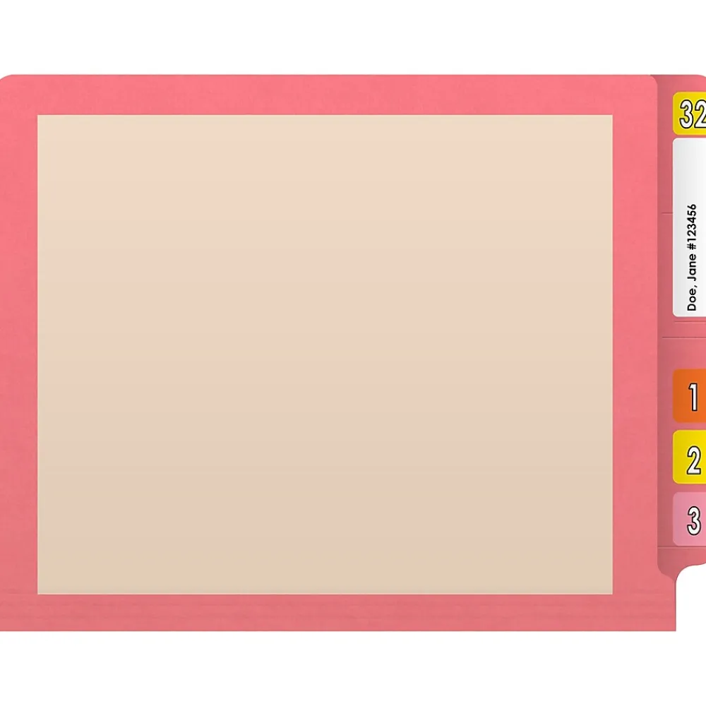 File Folders|Medical Arts Press Reinforced End Tab File Folder, Straight-Cut, Letter Size, Manila/Pink, 50/Box (S-09473-PNK)