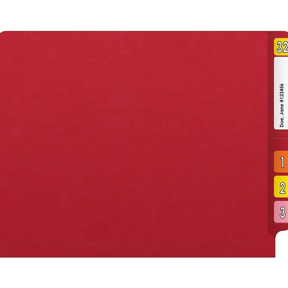 File Folders|Medical Arts Press Reinforced End Tab File Folder, Straight Cut, Letter-Size, Red, 50/Box (S-01501-RED)