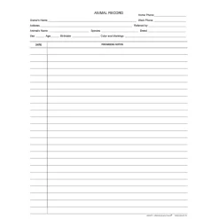 Medical Forms*Medical Arts Press Medical  Arts Press® Wide Ruled Veterinary Animal Record Progress Notes, 250/Pack  (20477)