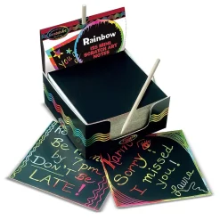 Notepads|Melissa & Doug Scratch Art Box of Rainbow Mini Notes with Stylus, 125 Notes Per Pack, 3 Packs (LCI5945-3)