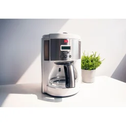 Melitta Aroma Enhance 10-Cups Automatic Drip Coffee Maker, White/Stainless Steel (MCM003PULWH0)