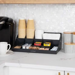 Mind Reader 11 Compartment Plastic Condiments Countertop Organizer, Black (COMORG-BLK)