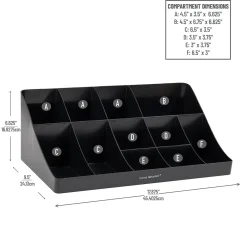 Mind Reader 11 Compartment Plastic Condiments Countertop Organizer, Black (COMORG-BLK)
