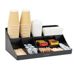Mind Reader 11 Compartment Plastic Condiments Countertop Organizer, Black (COMORG-BLK)