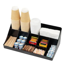 Mind Reader 11 Compartment Plastic Condiments Countertop Organizer, Black (COMORG-BLK)