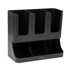 Mind Reader 6 Compartment 2-Tier Cup and Condiment Countertop Organizer, Black (UPRIGHT6-BLK)