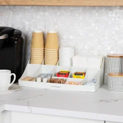 Mind Reader 11 Compartment Plastic Coffee Cup and Condiment Organizer, White (COMORG-WHT)